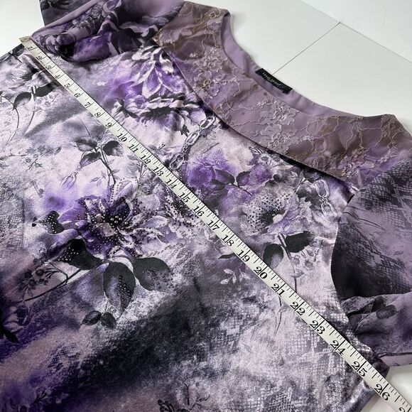 Level Eight Plus Purple Floral Velvet Top Sz 2X? Embellished Witchy Fairy Grunge - Picture 10 of 16